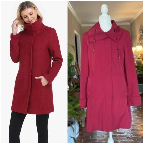 London Fog burgundy weather proof funnel neck coat size S - Picture 1 of 15